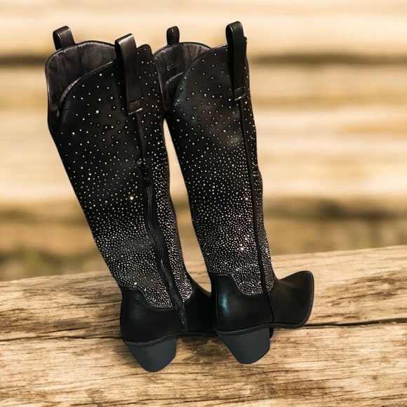 TOP Moda Black and Silver Heeled Boots - Picture 2 of 7